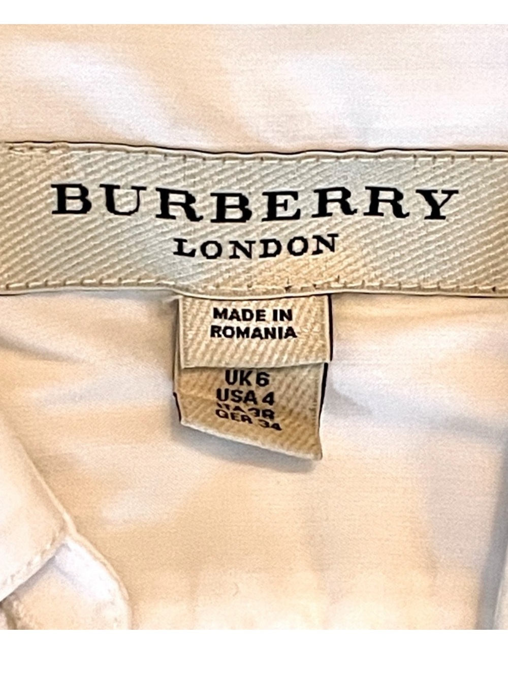 Burberry London cotton blend blouse w/gathered waist and ruffle hem, sz4, EUC - Picture 7 of 10